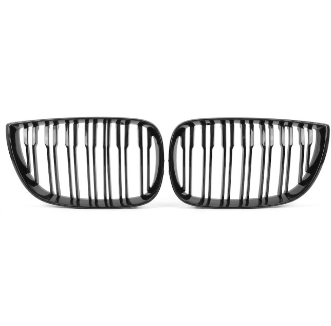 Nieren Kühlergrill Set für BMW 1er (E81, E87)  LCI M Paket – Schwarz Glänzend