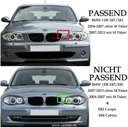 Nieren Kühlergrill BMW 1er (E81, E87)  LCI M Paket – Schwarz Glänzend