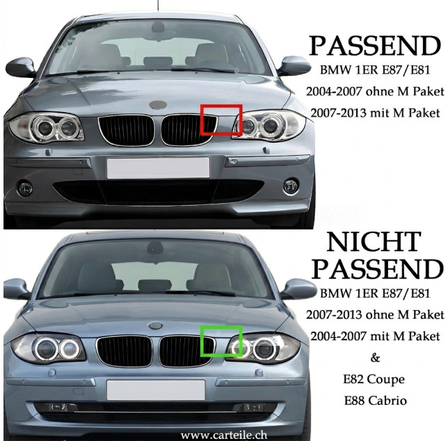 Nieren Kühlergrill Set für BMW 1er (E81, E87)  LCI M Paket – Schwarz Glänzend – Ersatzteil kaufen