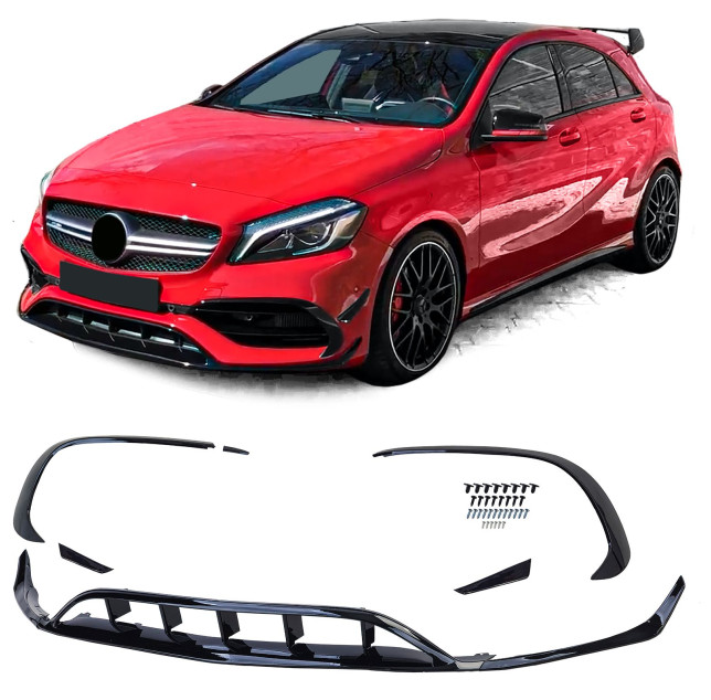 Frontspoiler Frontlippe Mercedes A W176 Schwarz Glanz