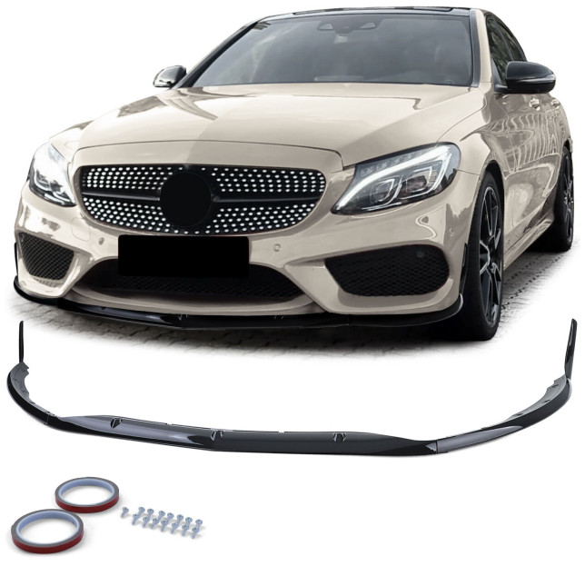Frontspoiler Frontlippe Mercedes C W205 S205 Schwarz Glanz Frontspoiler Frontlippe Mercedes C W205 S205 Schwarz Glanz