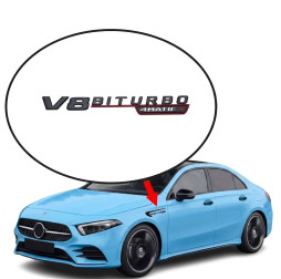 Mercedes-AMG V8 BITURBO 4MATIC W117 W212 W213 W202 W211 W176 W210 W204 W205 Emblem Schriftzug Schwarz Glanz